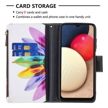 For Samsung Galaxy A03s 166mm Colored Drawing Zipper Leather Phone Case(Sun Flower) by buy2fix
