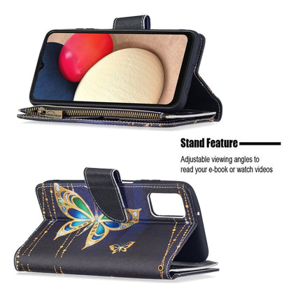 For Samsung Galaxy A03s 166mm Colored Drawing Zipper Leather Phone Case(Big Butterfly) by buy2fix