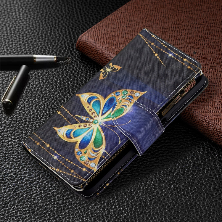 For Samsung Galaxy A03s 166mm Colored Drawing Zipper Leather Phone Case(Big Butterfly) by buy2fix