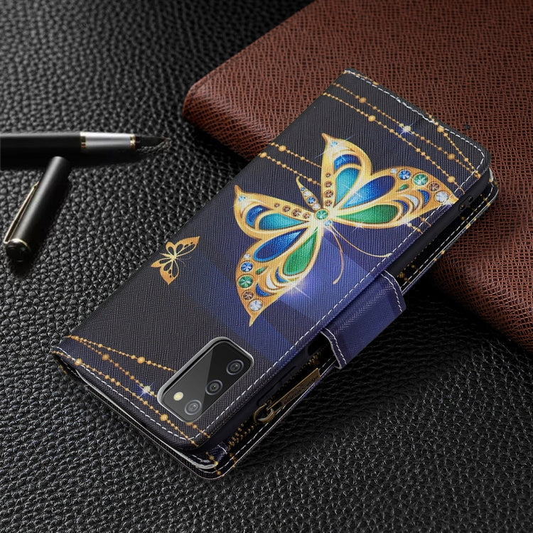 For Samsung Galaxy A03s 166mm Colored Drawing Zipper Leather Phone Case(Big Butterfly) by buy2fix