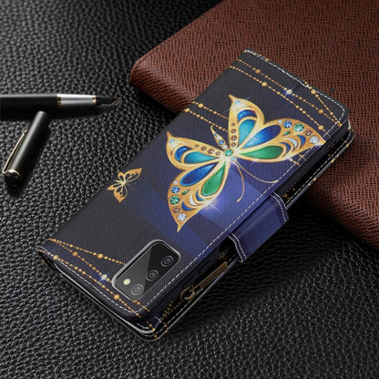 For Samsung Galaxy A03s 166mm Colored Drawing Zipper Leather Phone Case(Big Butterfly) by buy2fix