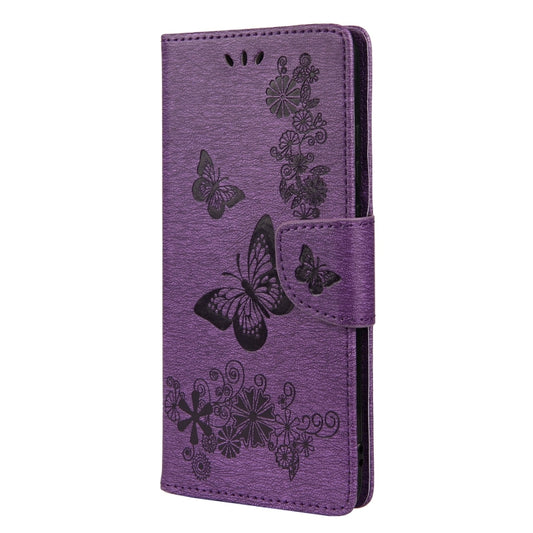For Samsung Galaxy A33 5G Butterfly Embossed Horizontal Flip Leather Phone Case with Card Slot & Holder(Purple) by buy2fix