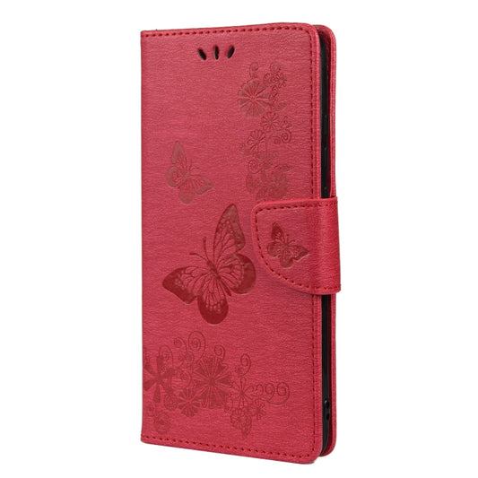 For Samsung Galaxy A33 5G Butterfly Embossed Horizontal Flip Leather Phone Case with Card Slot & Holder(Red) by buy2fix