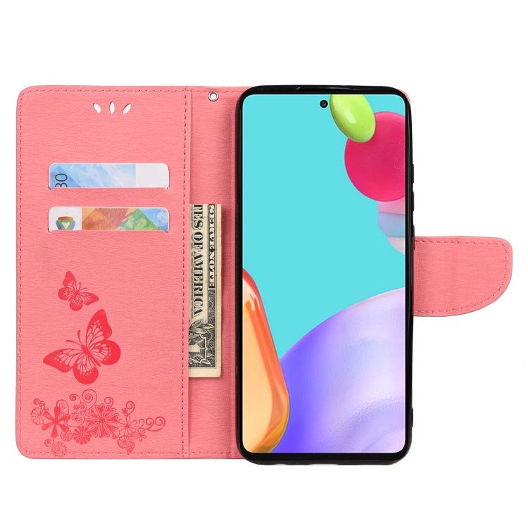 For Samsung Galaxy A53 5G Butterfly Embossed Horizontal Flip Leather Phone Case with Card Slot & Holder(Pink) by buy2fix
