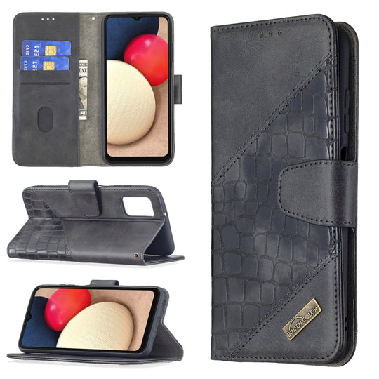 For Samsung Galaxy A03s 166mm Matching Color Leather Phone Case(Black)