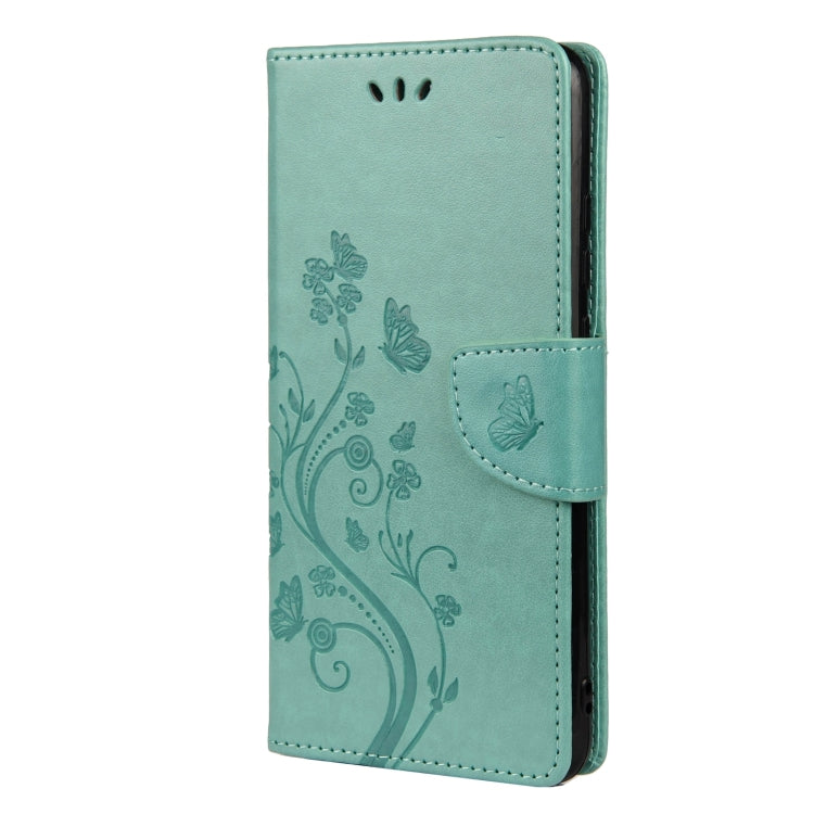 For Samsung Galaxy A33 5G Butterfly Flower Pattern Horizontal Flip Leather Phone Case with Card Slot & Holder(Green) by buy2fix