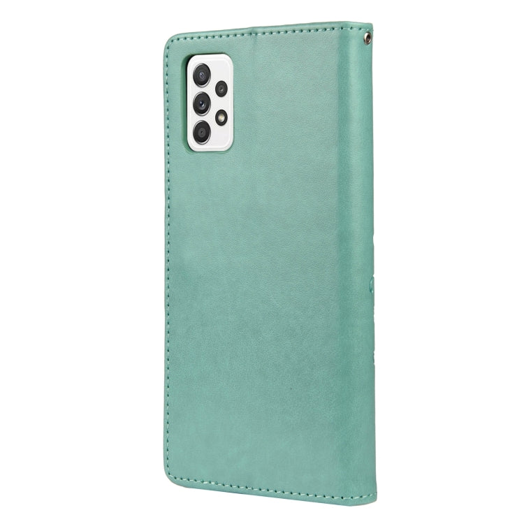For Samsung Galaxy A33 5G Butterfly Flower Pattern Horizontal Flip Leather Phone Case with Card Slot & Holder(Green) by buy2fix