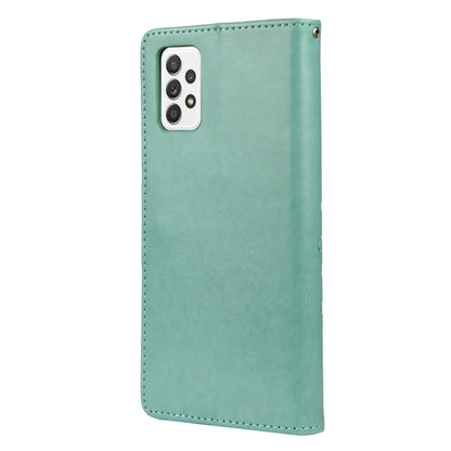 For Samsung Galaxy A33 5G Butterfly Flower Pattern Horizontal Flip Leather Phone Case with Card Slot & Holder(Green) by buy2fix