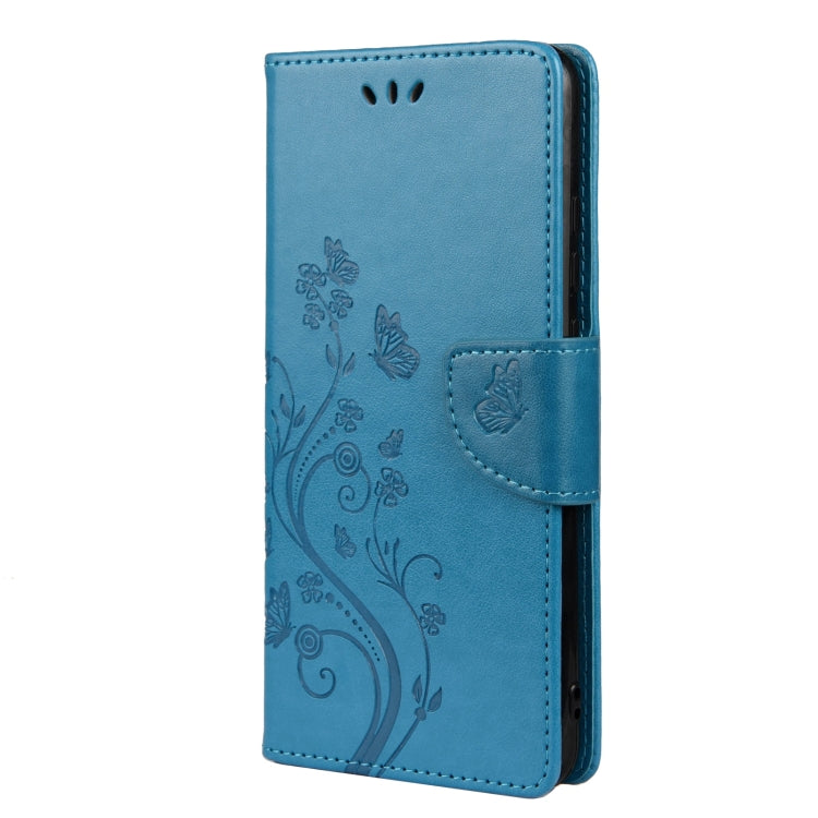 For Samsung Galaxy A33 5G Butterfly Flower Pattern Horizontal Flip Leather Phone Case with Card Slot & Holder(Blue) by buy2fix