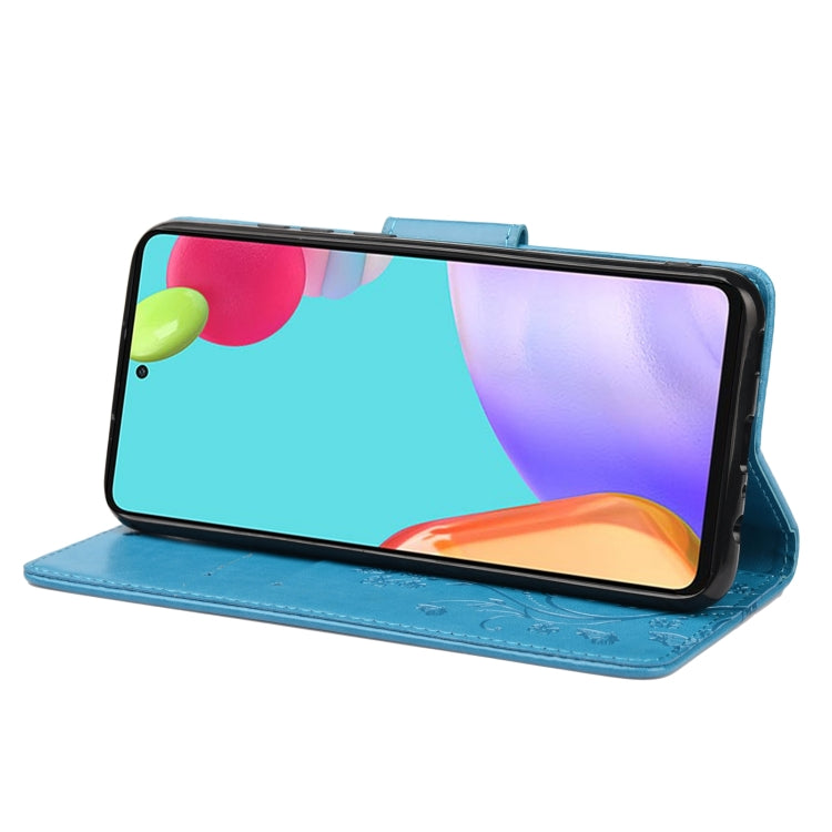 For Samsung Galaxy A33 5G Butterfly Flower Pattern Horizontal Flip Leather Phone Case with Card Slot & Holder(Blue) by buy2fix