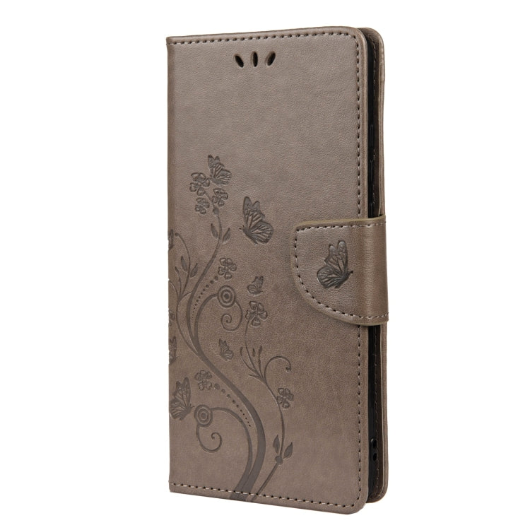 For Samsung Galaxy A33 5G Butterfly Flower Pattern Horizontal Flip Leather Phone Case with Card Slot & Holder(Grey) - Samsung Accessories by buy2fix | Online Shopping UK | buy2fix