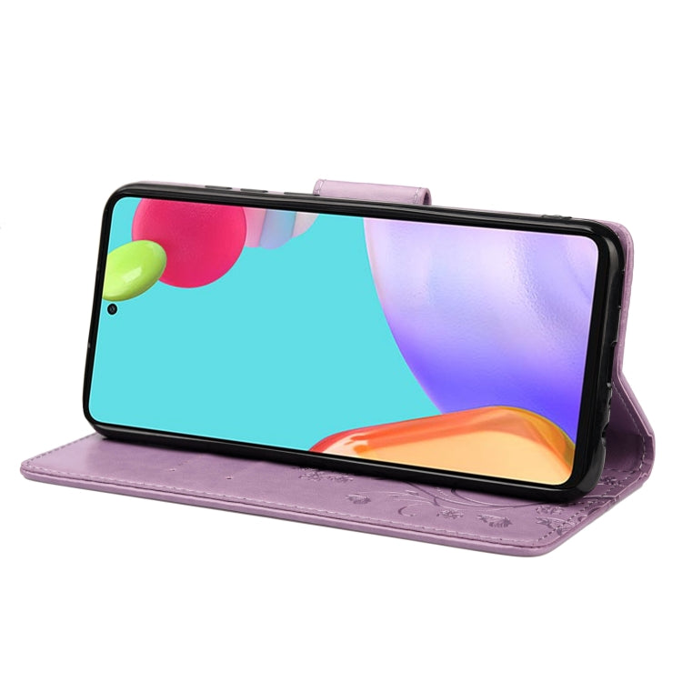 For Samsung Galaxy A33 5G Butterfly Flower Pattern Horizontal Flip Leather Phone Case with Card Slot & Holder(Light Purple) by buy2fix