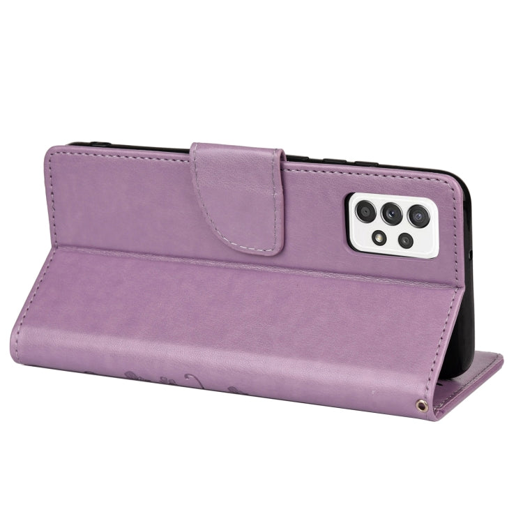 For Samsung Galaxy A33 5G Butterfly Flower Pattern Horizontal Flip Leather Phone Case with Card Slot & Holder(Light Purple) by buy2fix