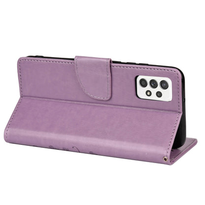 For Samsung Galaxy A33 5G Butterfly Flower Pattern Horizontal Flip Leather Phone Case with Card Slot & Holder(Light Purple) by buy2fix