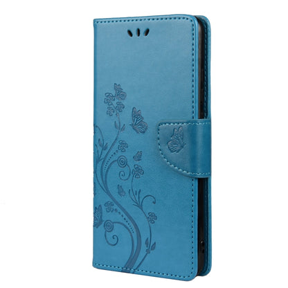 For Samsung Galaxy A53 5G Butterfly Flower Pattern Horizontal Flip Leather Phone Case with Card Slot & Holder(Blue) by buy2fix