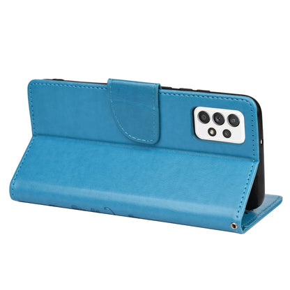 For Samsung Galaxy A53 5G Butterfly Flower Pattern Horizontal Flip Leather Phone Case with Card Slot & Holder(Blue) by buy2fix