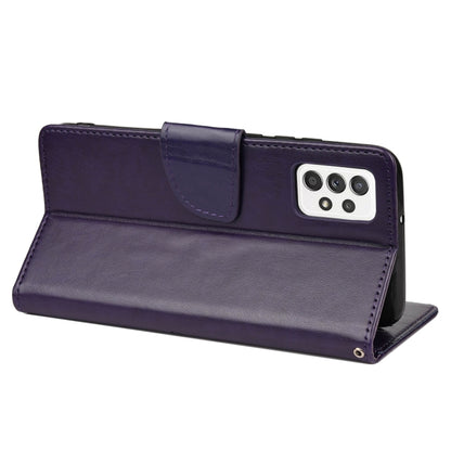 For Samsung Galaxy A53 5G Butterfly Flower Pattern Horizontal Flip Leather Phone Case with Card Slot & Holder(Dark Purple) by buy2fix