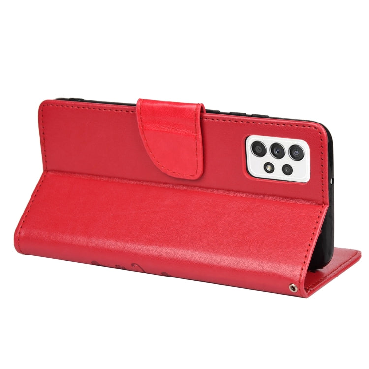 For Samsung Galaxy A53 5G Butterfly Flower Pattern Horizontal Flip Leather Phone Case with Card Slot & Holder(Red) by buy2fix