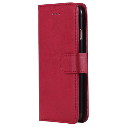 For iPhone 6 / 7 / 8 Solid Color Horizontal Flip Protective Case with Holder & Card Slots & Wallet & Photo Frame & Lanyard(Red) by buy2fix