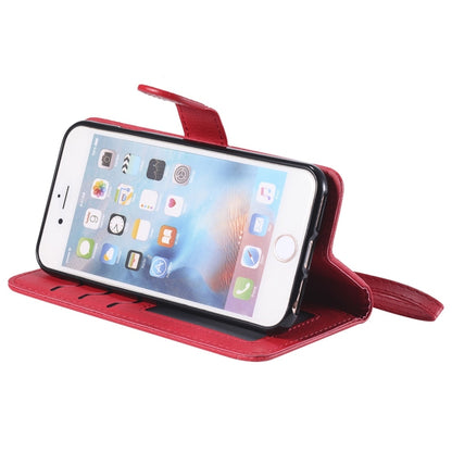 For iPhone 6 / 7 / 8 Solid Color Horizontal Flip Protective Case with Holder & Card Slots & Wallet & Photo Frame & Lanyard(Red) by buy2fix