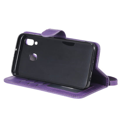 For Galaxy A20e Solid Color Horizontal Flip Protective Case with Holder & Card Slots & Wallet & Photo Frame & Lanyard(Purple) by buy2fix
