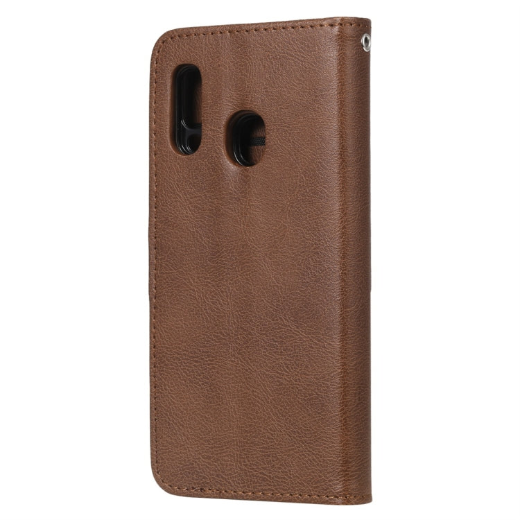 For Galaxy A20e Solid Color Horizontal Flip Protective Case with Holder & Card Slots & Wallet & Photo Frame & Lanyard(Brown) by buy2fix