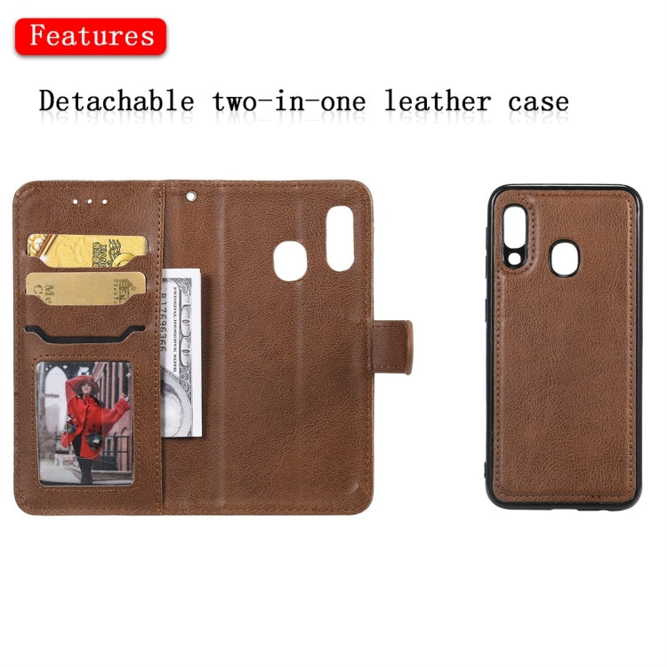 For Galaxy A20e Solid Color Horizontal Flip Protective Case with Holder & Card Slots & Wallet & Photo Frame & Lanyard(Brown) by buy2fix