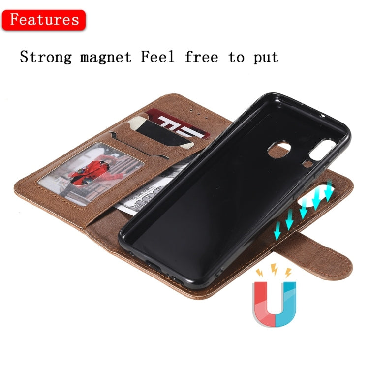For Galaxy A20e Solid Color Horizontal Flip Protective Case with Holder & Card Slots & Wallet & Photo Frame & Lanyard(Brown) by buy2fix