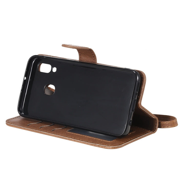 For Galaxy A20e Solid Color Horizontal Flip Protective Case with Holder & Card Slots & Wallet & Photo Frame & Lanyard(Brown) by buy2fix