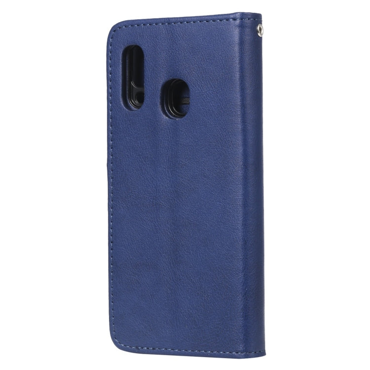 For Galaxy A20e Solid Color Horizontal Flip Protective Case with Holder & Card Slots & Wallet & Photo Frame & Lanyard(Blue) by buy2fix
