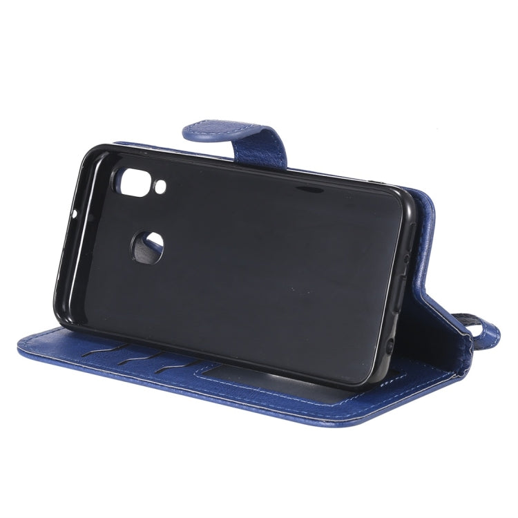 For Galaxy A20e Solid Color Horizontal Flip Protective Case with Holder & Card Slots & Wallet & Photo Frame & Lanyard(Blue) by buy2fix