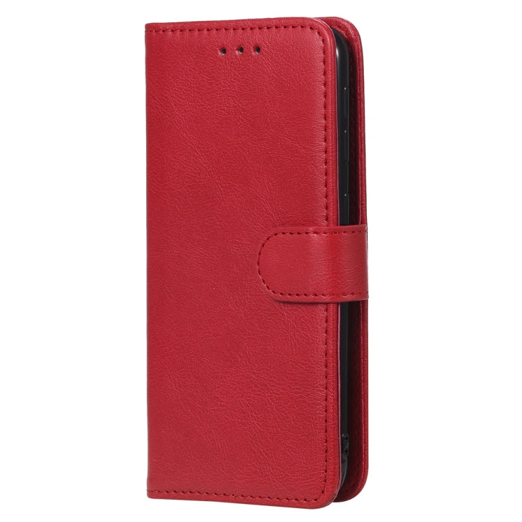 For Galaxy A20e Solid Color Horizontal Flip Protective Case with Holder & Card Slots & Wallet & Photo Frame & Lanyard(Red) by buy2fix