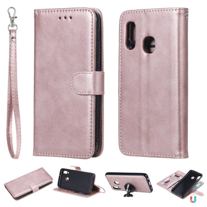 For Galaxy A20e Solid Color Horizontal Flip Protective Case with Holder & Card Slots & Wallet & Photo Frame & Lanyard(Rose Gold) by buy2fix
