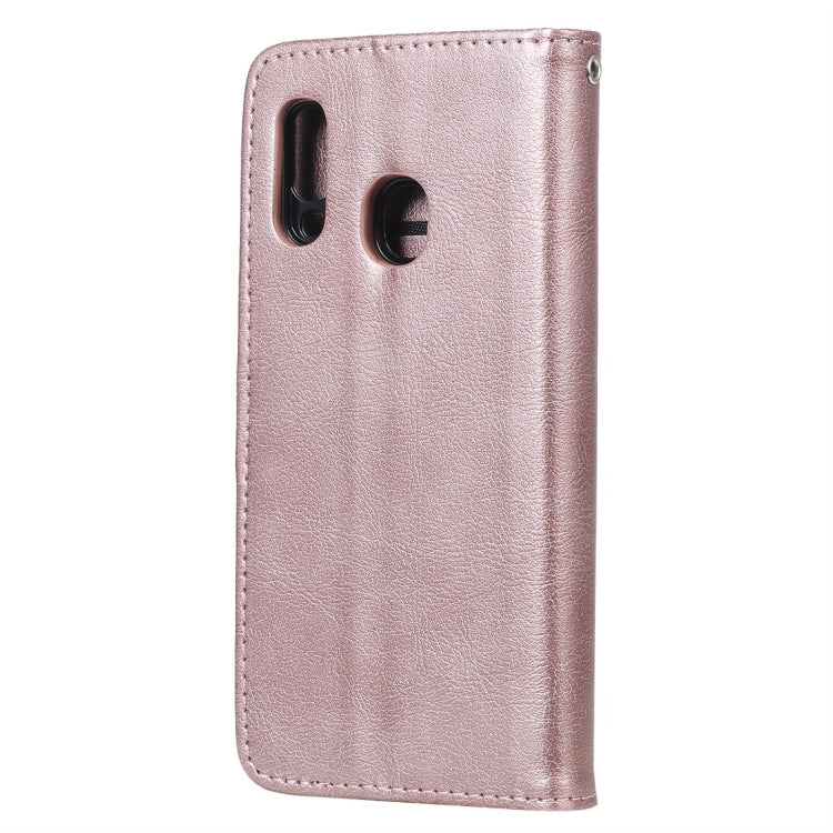 For Galaxy A20e Solid Color Horizontal Flip Protective Case with Holder & Card Slots & Wallet & Photo Frame & Lanyard(Rose Gold) by buy2fix