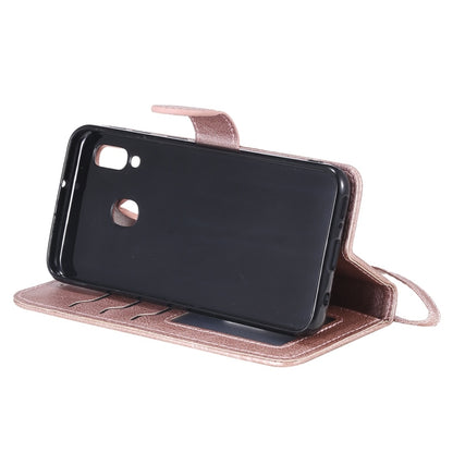 For Galaxy A20e Solid Color Horizontal Flip Protective Case with Holder & Card Slots & Wallet & Photo Frame & Lanyard(Rose Gold) by buy2fix
