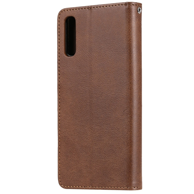 For Galaxy A70 Solid Color Horizontal Flip Protective Case with Holder & Card Slots & Wallet & Photo Frame & Lanyard(Brown) by buy2fix