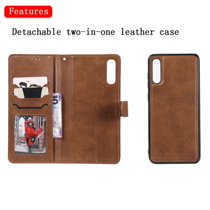 For Galaxy A70 Solid Color Horizontal Flip Protective Case with Holder & Card Slots & Wallet & Photo Frame & Lanyard(Brown) by buy2fix