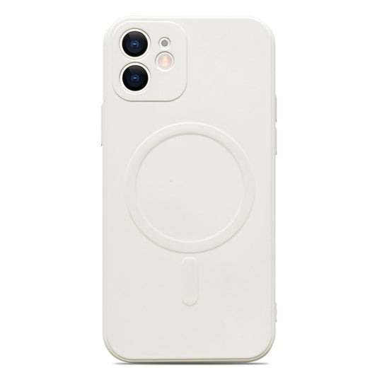 For iPhone 12 Liquid Silicone Full Coverage Magsafe Phone Case(White)