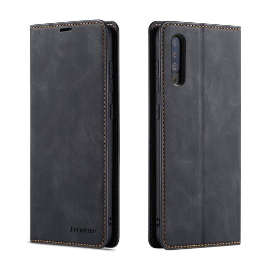 For Galaxy A50 Forwenw Dream Series Oil Edge Strong Magnetism Horizontal Flip Leather Case with Holder & Card Slots & Wallet & Photo Frame(Black)
