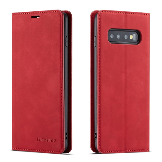 For Galaxy S10+ Forwenw Dream Series Oil Edge Strong Magnetism Horizontal Flip Leather Case with Holder & Card Slots & Wallet & Photo Frame(Red)