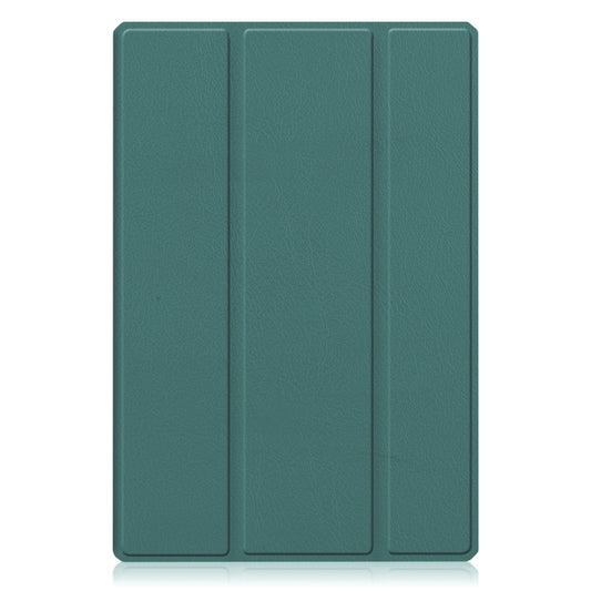 For Samsung Galaxy Tab A8 2021 SM-X205 3-Fold Holder Leather Tablet Case(Dark Green) by buy2fix