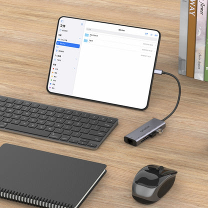 amalink 95122D Type-C / USB-C to RJ45 + 2 Ports USB + PD 3.0 Multi-function HUB(Grey) - Computer & Networking by amalink | Online Shopping UK | buy2fix