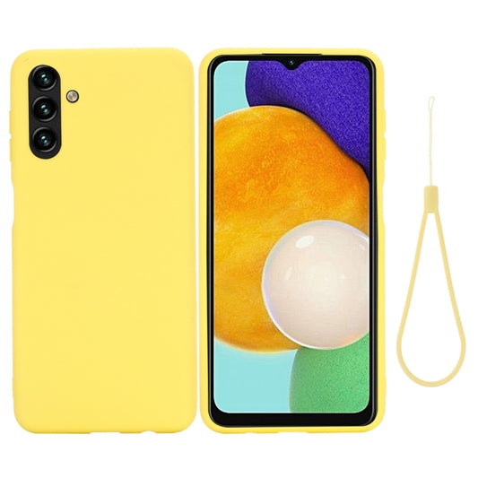 For Samsung Galaxy A13 5G Pure Color Liquid Silicone Phone Case(Yellow) by buy2fix