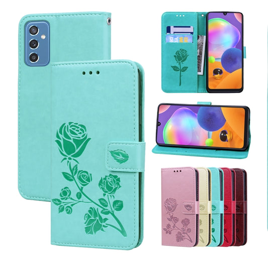 For Samsung Galaxy M52 5G Rose Embossed Leather Phone Case(Green) by buy2fix