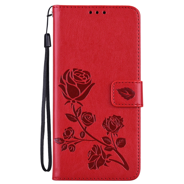 For Samsung Galaxy S22 Ultra 5G Rose Embossed Leather Phone Case(Red) by buy2fix