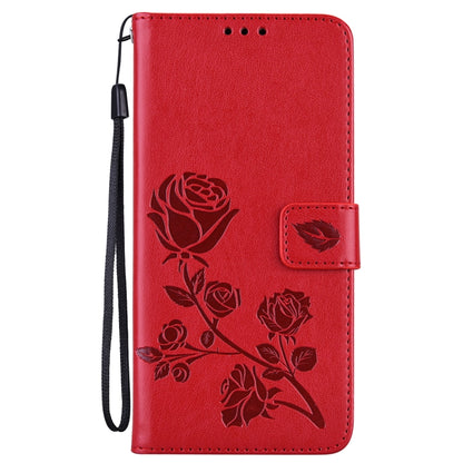 For Samsung Galaxy S22 Ultra 5G Rose Embossed Leather Phone Case(Red) by buy2fix