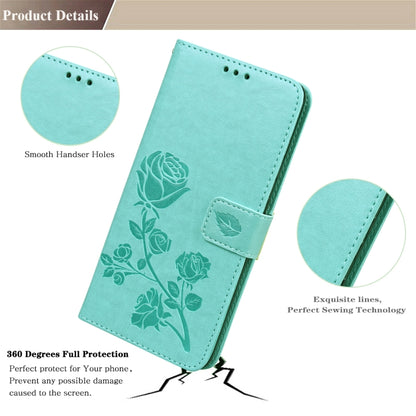 For Samsung Galaxy S22 Ultra 5G Rose Embossed Leather Phone Case(Green) by buy2fix