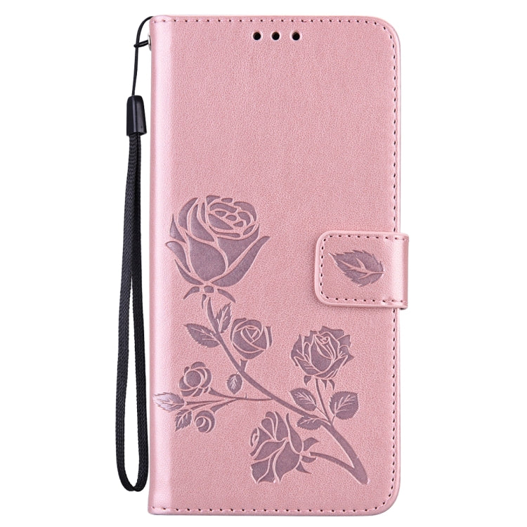 For Samsung Galaxy S22 Ultra 5G Rose Embossed Leather Phone Case(Rose Gold) by buy2fix