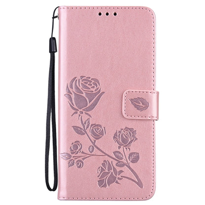 For Samsung Galaxy S22 Ultra 5G Rose Embossed Leather Phone Case(Rose Gold) by buy2fix