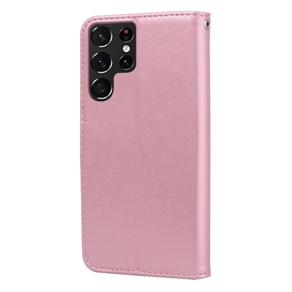 For Samsung Galaxy S22 Ultra 5G Rose Embossed Leather Phone Case(Rose Gold) by buy2fix